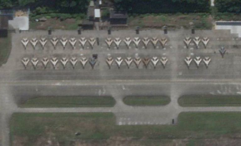 A group of converted J-6 unmanned aircraft is sits on the tarmac at China’s Liancheng airbase