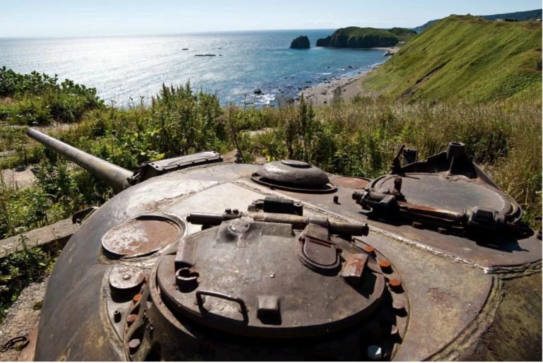 A Russian tank on the Kuril Islands